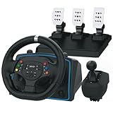 NBCP PC Lenkrad mit Pedalen und Shifter 1080 Grad,Hall-Effekt-Pedal, 6-Gang-Getriebe und Doppelvibration für Xbox Series X|S, Xbox One, PS4, PS3, PC, Switch