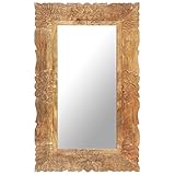 Frdhee Badspiegel, Wandspiegel, Schminkspiegel, Schminkspiegel, Schminktischspiegel, Spiegel 80x50 cm Massivholz Mango Fürs Wohnzimmer, Flur, Wanddekoration