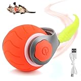 jwogngls Katzenspielzeug Ball Elektrisch, Magic Ball Hund mit Schwanz, 360° Smart Interaktiver Spielball für Katzen, Interaktives Hundespielzeug Ball mit USB Aufladbar für Katzen Hunde (Orange)