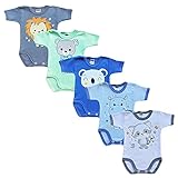 MEA BABY Unisex Baby Kurzarm-Body mit Aufdruck aus 100% Baumwolle im 5er Pack, Baby Body mit Aufdruck, Baby Body für Madchen, Baby Body für Jungen (Jungen2, 86)