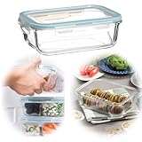 LS-LebenStil Glas Frischhaltedose Cook & Close - 550ml luftdicht auslaufsicher mit Deckel Ventil Meal Prep Boxen Lebensmittel Mikrowelle Gefrierdose Aufbewahrungsbox Vorratsdose Mikrowelle Ofenfest