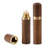 Holz Zahnstocher Halter Kapsel Fall Tragbare Wasserdichte Zahnstocher Tasche Box, für Lagerung Zahnstocher Nadel Ohr Pick Wattestäbchen (lvifloaefqndJ-01)