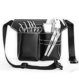 PEALOVCOM Friseur Werkzeugtasche PU Leder Friseur Gürteltasche Professionelle Salon Friseur Werkzeugtasche Schwarz Friseurtaschen Leder Barber Werkzeugtasche für Scissor Kämme Klipse Razor