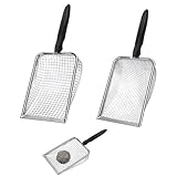 2 Stück Siebenschaufel Aus Edelstahl - 2,8mm und 5mm Genaue Filterung Gartensieb Erde, Effiziente Reinigung Katzenklo Schaufel, Robust Und Langlebig Katzenklo Schaufel Metall