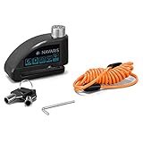 Navaris Bremsscheibenschloss Motorrad mit Alarmfunktion 110 dB - inkl Schlüssel - Alarm Motorradschloss - E-Scooter Roller Schloss - Schwarz
