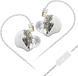 CCA CRA In-Ear-Monitor-Kopfhörer mit Mikrofon, kabelgebunden, extra Bass-Ohrhörer, dynamischer Treiber-Kopfhörer mit abnehmbarem Kabel, geräuschisolierender Kopfhörer mit 3,5-mm-Klinkenstecker für