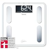 Beurer BF 400 white Diagnosewaage Signature Line, präzise Körperanalyse für bis zu 10 Personen, mit extra großem Invers-LCD-Display, Tragkraft bis 200 kg