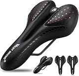 LuTuo Bequemer Fahrradsattel Herren Damen, weich Gel Fahrradsitz, Hohl Ergonomisch Sport Tourensattel Gepolstert für Mountainbike Rennrad BMX Dirt MTB City E Bike (rot)