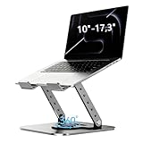 HIOCORE Laptop Ständer Höhenverstellbar, Faltbarer Laptop Stand aus Ergonomischer, Belüfteter Laptopständer mit 360° Drehbarer Basis, Kompatibel mit MacBook Air, Pro, Allen Laptops 10-17,3'