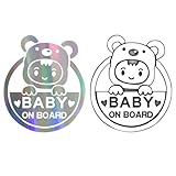 2 Stück Baby on Board Aufkleber, Auto Sticker, Abnehmbare Sicherheit Aufkleber, Niedlichen Baby Fenster Sticker