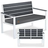 KESSER® Gartenbank mit Kissen – Sitzbank Wetterfest 2-Sitzer Parkbank in Holzoptik Balkonbank für Garten Terrasse Balkon bis 300 kg belastbar UV-beständig inkl. abnehmbarem & waschbarem Polsterbezug