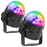 Fuzzix Tornado Mini Discokugel 2er Set, Partylicht 360 Grad rotierende RGB Lampe, Fernbedienung, Decken- und Saugnapfhalterung, LED Kugel, Discolicht Partylicht Musikgesteuert, LED-Ball, Disco Licht