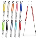 Nagpew Küchenzange aus Edelstahl, 25,4 cm, robuste Servierzange mit hitzebeständigem Griff, Grillklemme, Beefsteak-Clip in 10 Farben zum Kochen, Grillen, Fleisch, Salat, Eis, 10 Stück