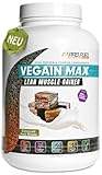 Weight Gainer CHOCOLATE FUDGE BROWNIE 3kg, 570+ kcal pro Portion, VEGAIN MAX Muscle Mass Gainer, hoher Protein-Gehalt 30% + komplexe Kohlenhydrate, ohne Maltodextrin & Dextrose, laktose-frei & vegan