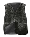CheChury Teddy Fleece Weste Damen Leichte Weste Fleeceweste Herbst Winter Warm Ärmellos Westen Leicht Casual Einfarbig Damenweste Herbstmantel Pelzjacke Knöpfen Plüschweste Mit Taschen V-Ausschnitt