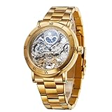 FORSINING Herren-Armbanduhr, wasserdicht, Retro, mechanisch, römische Ziffern, Sonnenphase, mit Edelstahlarmband