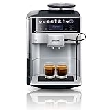 Siemens Kaffeevollautomat EQ6 plus s300, Milchsystem, 11 Getränke, automatische Reinigung des Milchsystems, Keramikmahlwerk, großes Touchdisplay, Silber, TE653501DE