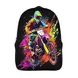 kaiyun Rucksäcke Kinder Schulrucksack Motocross 3D Gedruckte Motorrad Schultasche Für Grund- Und Mittelschüler 16 inch