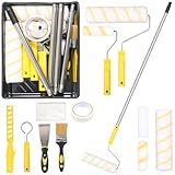 Gemsaya Farbroller Set mit Teleskopstange, 20-Teiliges Malerset mit 1.5m Teleskopstange, 23cm + 11cm Malerrolle, Pinsel, Schaber und Farbwanne, Farbroller Wandfarbe Malerrolle für Wand Decken