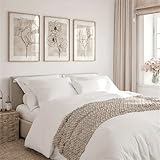 Uixxducc 3-teiliges Bilder Set Moderne Blumen Aesthetic Bilder Beige Wandbilder für Wohnzimmer Schlafzimmer Wanddeko Poster ohne Rahmen Kunstdruck Leinwandbild