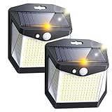 Solarlampen für Außen mit Bewegungsmelder: 248 LED Solar Lampe Outdoor 3 Modi Bewegungsmelder Solar Strahler Aussen IP65 Wasserdichte Solarlampe 270° Aussenleuchte für Garten Garage Deck Wand 2 Stück