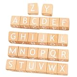 Kisangel 26 Stück Teiliges Holzspielzeug mit Großen Buchstaben und Zahlen Pädagogische Bauklötze für Kleinkinder Sichere Griffige Holzbausteine Alphabetische Lernspielzeuge für Vorschule
