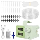 Automatisches Bewässerungssystem, Tropfbewässerungsset für 20 Topfpflanzen,USB-C Indoor Tropfbewässerungssystem mit LCD-Display,Wassermangelalarm, Uhr, Programmierbarer Wassertimer mit 20 Tropfspitzen