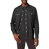Amazon Essentials Herren Langärmeliges Jeanshemd, Normale Passform, Schwarz, XXL