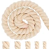 Baumwollkordel Tau Seil 20mm 4m Beige Baumwollseil Kordelband Rope Laces Makramee Garn Dicke Kordel Baumwollschnur für Dekoration, DIY-Bastelarbeiten, Handwerk, Gartenarbeit, Geschenke Verpackung