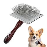 Haarbürste für Hunde, Kamm aus Holz für die Pflege von Hunden, Polierbürste für Hunde, Kamm für Haustiere, mit gebogener Nadel, tragbare Bürste für Massage