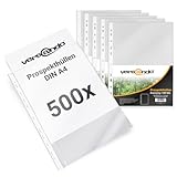 versando 500x A4 Prospekthüllen Economy mit Heftrand Klarsichthüllen genarbt transparent 45my (5x100 Stück)