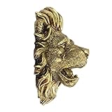 OSKOE Home Decor Lion Head Wall Waterfall Fountain Resin Lion face Roman Outdoor Wall Water Fountain Wall Hanging Fountain Sprayer for Outdoor Patio Garden Backyard Decking Golden Desk Decor