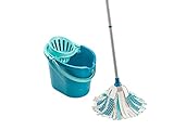 Leifheit Set Power Mop 3-in-1 mit saugstarken Fasern, komplettes Wischset mit Wischmopp und Eimer, Wischer mit flexiblen Viskose-Mopkopf-Streifen, Bodenwischer für Fliesen und Laminat