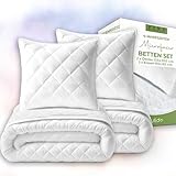 Julido 4-Jahreszeiten Prämie Betten-Set 2X Steppdecke 135x200 cm & 2X Kissen 80x80 cm, Atmungsaktiver Polyesterbezug, Kombinierbare Füllung, Öko-Tex 100 Zertifiziert, Waschbar & Trocknergeeignet