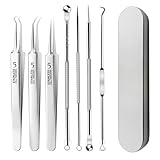 DLPRK 7 Stücke Mitesserentferner Komedonenquetscher Set Blackhead Remover Edelstahl Akne Extraktor Werkzeug für Pickel Whiteheads Mitesser Entferner