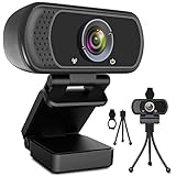 Webcam HD 1080p Webkamera, USB PC Computer Webcam mit Mikrofon, Laptop Desktop Full HD Kamera Video Webcam 110-Grad-Breitbild, Pro Streaming Webcam zum Aufzeichnen, Anrufen, Konferenzen, Spielen
