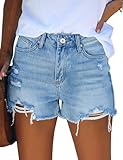 Roskiky Shorts Damen Sommer Jeans Shorts Damen Kurze Jeans Damen Bermuda Shorts Damen Hot Pants Jeans Women Kurze Hosen Damen Jeans Jeans Kurze Hose Damen Blau XL