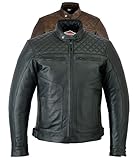 Texpeed Motorrad lederjacke herren mit protektoren - Leder mit Rautensteppung - Motorrad Mit Original Biker Rüstung (EN 1621-1) Schutz Schwarz - L