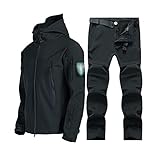 Generisch Skianzüge Herren, Wasserdichte winddichte 2-teilige Plüsch Ski Anzüge Set für Herren, Ideal für Schneesport und Winterskisport