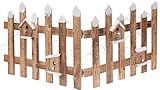 Deko Holz Zaun mit 30 LED in natur - 100x40 cm - Mini Gartenzaun Winter Gatter beleuchtet