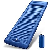 JEMULICE Isomatte Selbstaufblasend, 12CM Dicke Luftmatratze Camping Kleines Packmaß, Wasserdicht Aufblasbare Matratze mit Fußpresspumpe und Kissen, Schlafmatte Ultraleichte und Kompakte für Outdoor