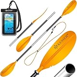KESSER® Paddle Doppelpaddel - 4-teilig für Kanu Kayak SUP Stand-Up Paddling Board Stechpaddel, 228cm Aluminum Perfekt für Schlauchboot, Stand Up Paddel Inkl. Sicherheitsschnur, Hülle, Surfboard Boot