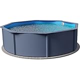 Planet Pool Stahlwandpool rund Classic 360x120 cm, Stahl 0,4 mm anthrazit, Folie 0,3 mm blau, Overlap