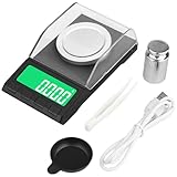 Feinwaage 0.001g/100g, Präzisionswaage Milligramm Waage mit Kalibriergewichte, Kleine Taschenwaage, Mini-Digitalwaage, Goldwaage, Gewürzwaage, 8 Einheiten, für Küche, Schmuck, Kräuter, Tee, Hefe