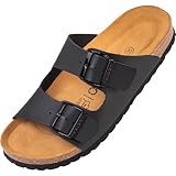 Palado Pantoletten Damen Korfu Matt - gefertigt in Spanien - matte Oberfläche - Veloursleder-Decksohle - ergonomisches Weichfußbett - leichte EVA-Sohle Schwarz UK6 - EU39