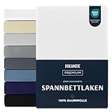 Dreamzie Premium Spannbettlaken 90x200 cm, Spannbetttuch für Dicke Matratzen bis zu 22 cm, Bettlaken 100% Jersey Baumwolle, 150 g/m², Oeko-TEX zertifiziert - Weiß