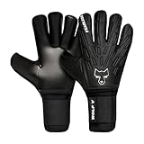 FEARLESS GOALKEEPERS Wolf V Onyx Torwarthandschuhe - Atmungsaktive Fußball-Handschuhe mit Fingerprotektion, Rutschfester Griff, Rollfinger-Schnitt und Abnehmbare Schienen – Für Erwachsene und Kinder