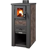 ProTermo Kaminofen Lava Ceramic Mokka - 6,5 kW Heizleistung - 35x44x78 cm Holzofen mit Schamottsteinen mit Sichtfenster Holz Kamin - Bauart 2
