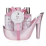 Accentra – Badeset Frauen Geschenkset MARBLE in High Heel – 3-teiliges Pflegeset mit Duschgel, Schaumbad & Bodylotion – Wellness Geschenk Set zum Geburtstag, Valentinstag & Muttertag (Rosa)