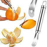 GZMAISULEE Orangenschäler aus Edelstahl, einfaches und schnelles Schälen, langer Griff, Orangenschäler, Zitrusschäler, Werkzeug, Dreiecksschaufel und gezackte Schaufel, Orangenschäler, kreative